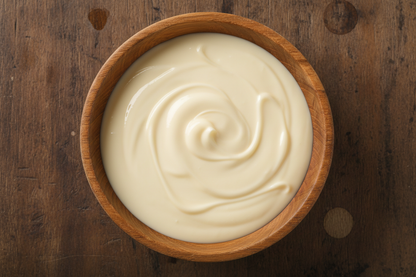 bowl filled with vanilla melted from top angel